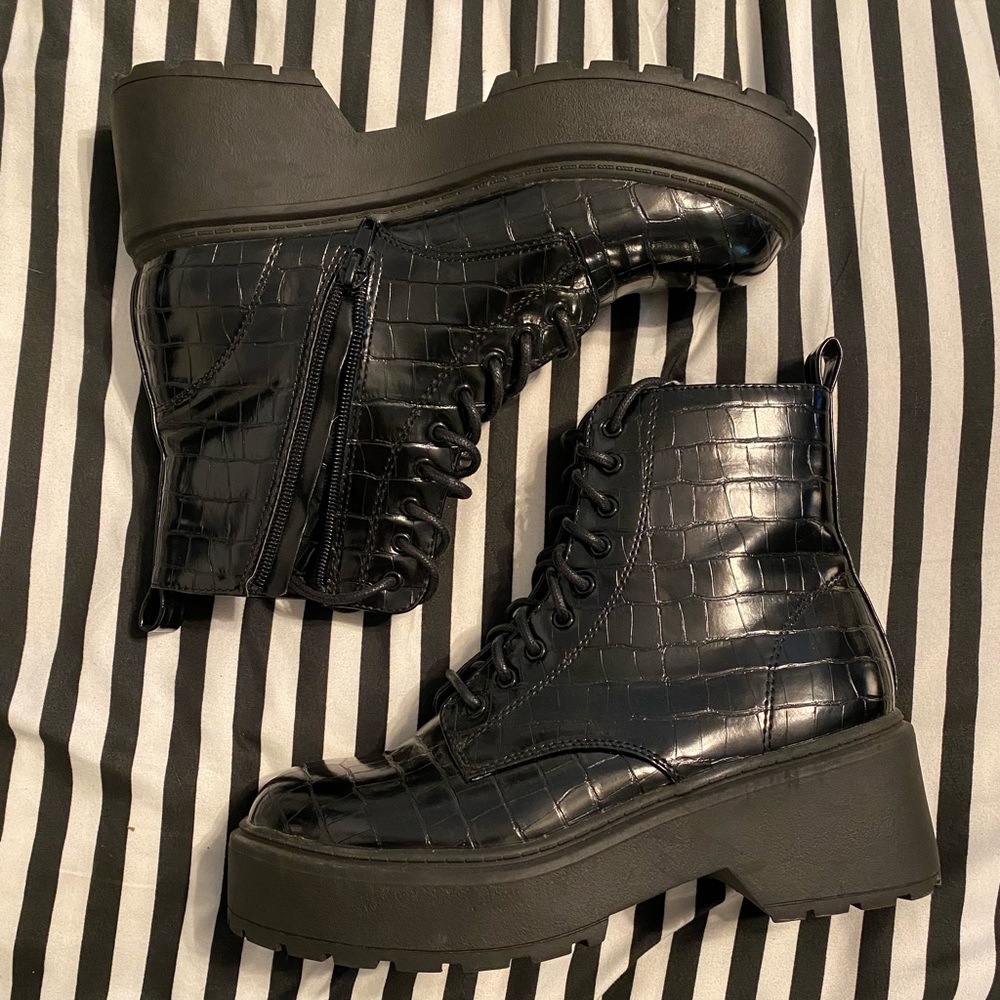 Black combat boots